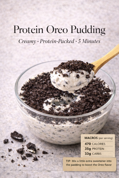 Protein Oreo pudding with crushed cookies - healthy high-protein dessert recipe by LockInWithMili