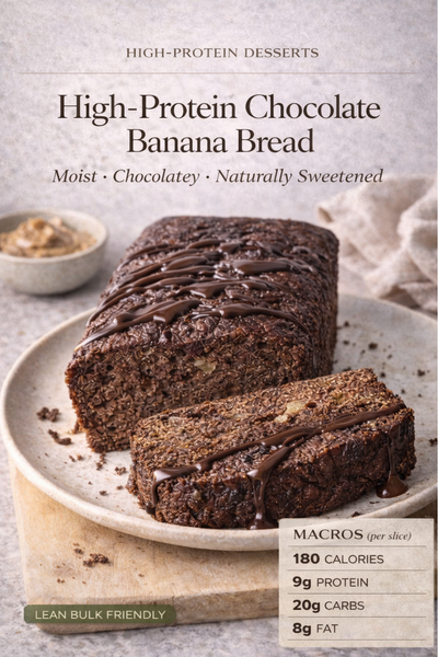 High-Protein Chocolate Banana Bread - A rich, moist banana bread packed with protein for a guilt-free treat