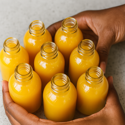 Homemade ginger shots in glass bottles - immunity boosting wellness recipe by LockInWithMili