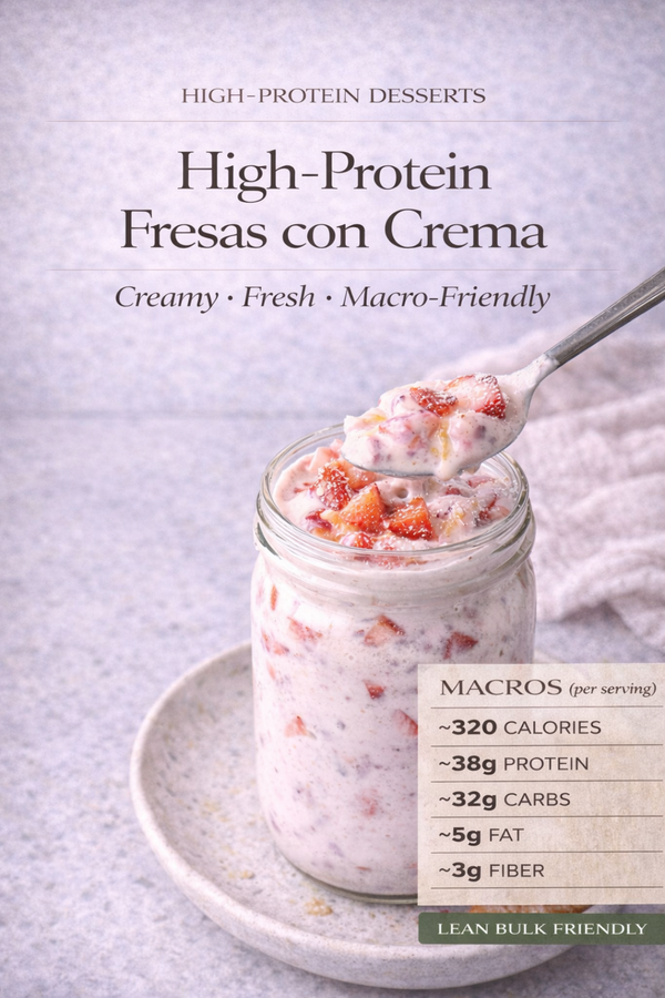 High-Protein Fresas con Crema - A protein-packed twist on the classic Mexican strawberries and cream dessert
